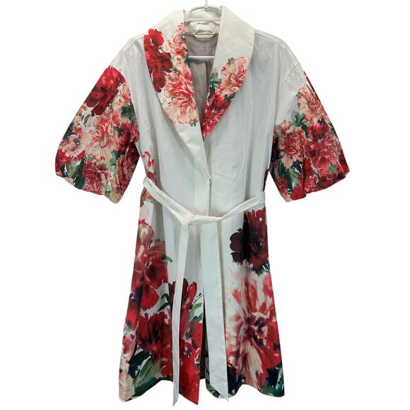 Soft Surroundings Floral White Jacket Coat Shawl Collar Med - Picture 1 of 11